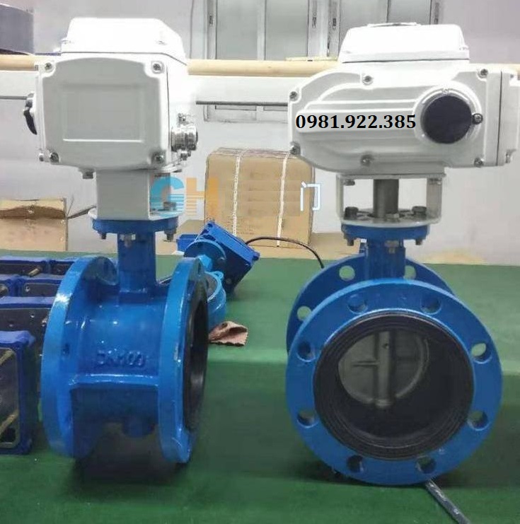 Van bướm 2 mặt bích điều khiển điện DN100
