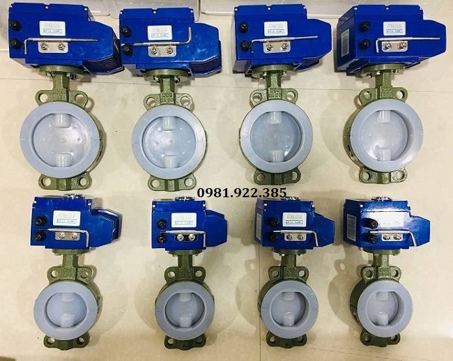 Van bướm bọc Teflon điều khiển điện DN65