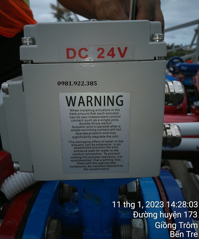 Van bướm gang điều khiển điện ON/OFF 24V