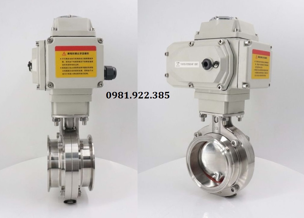 Van bướm inox vi sinh clamp điều khiển điện