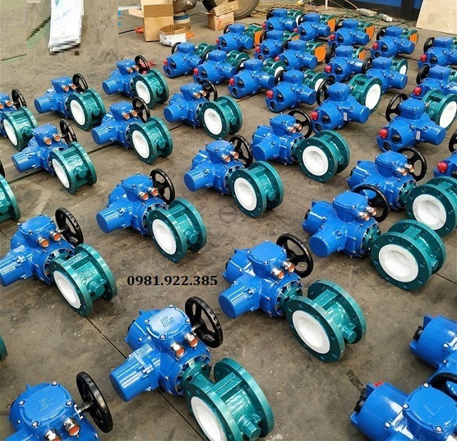 Van bướm mặt bích tay quay điều khiển điện