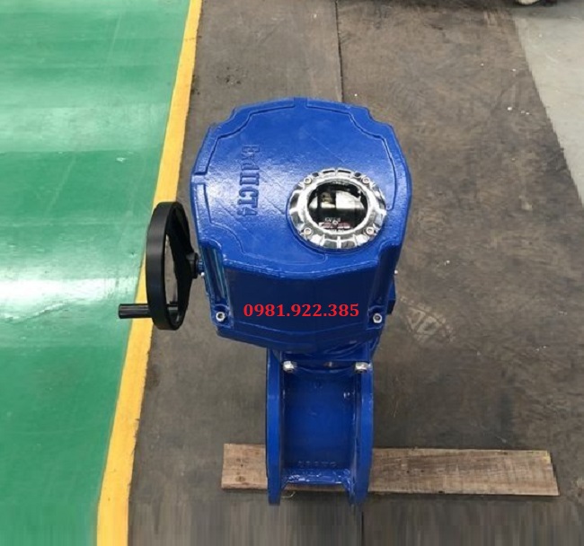 Van bướm tay quay mặt bích điều khiển điện DN80