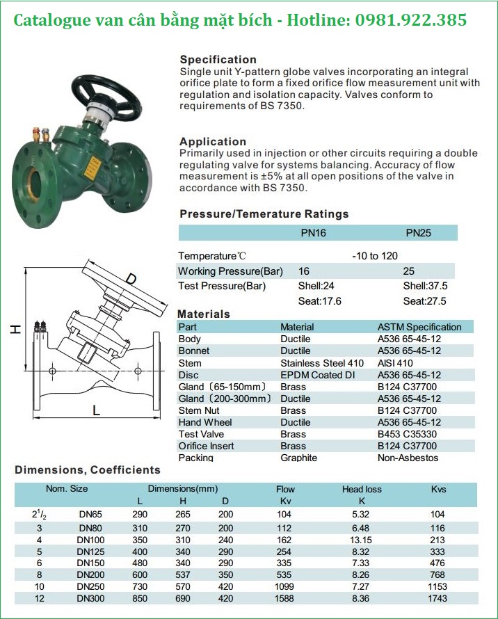 Catalogue van cân bằng mặt bích