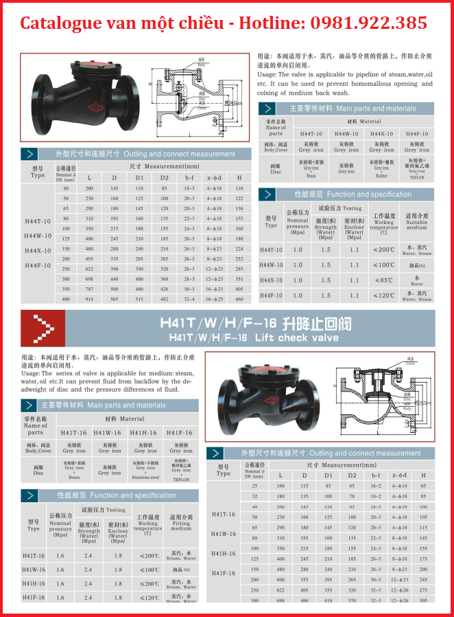 Catalogue van một chiều